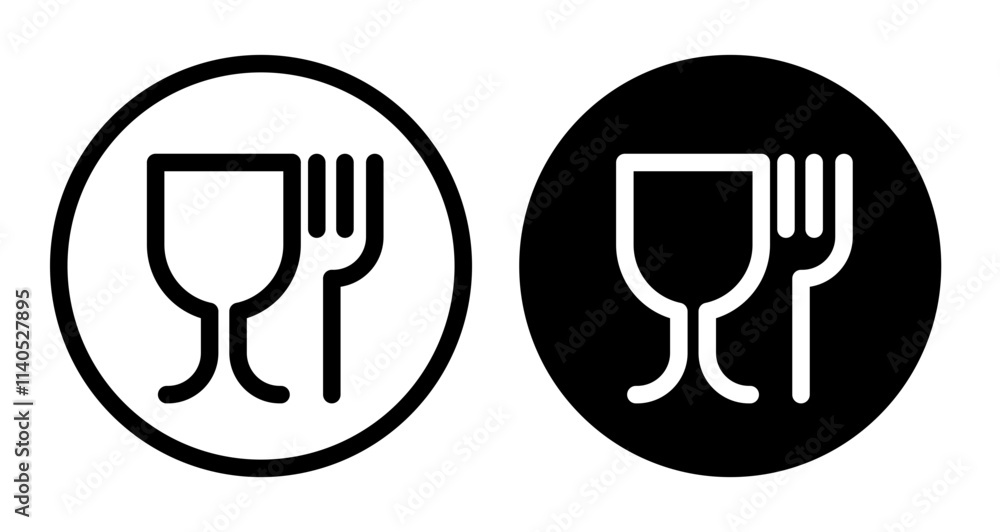 Food safe mark Icons pack in outlined and flat versions Food safe mark Icons pack in outlined and flat versions