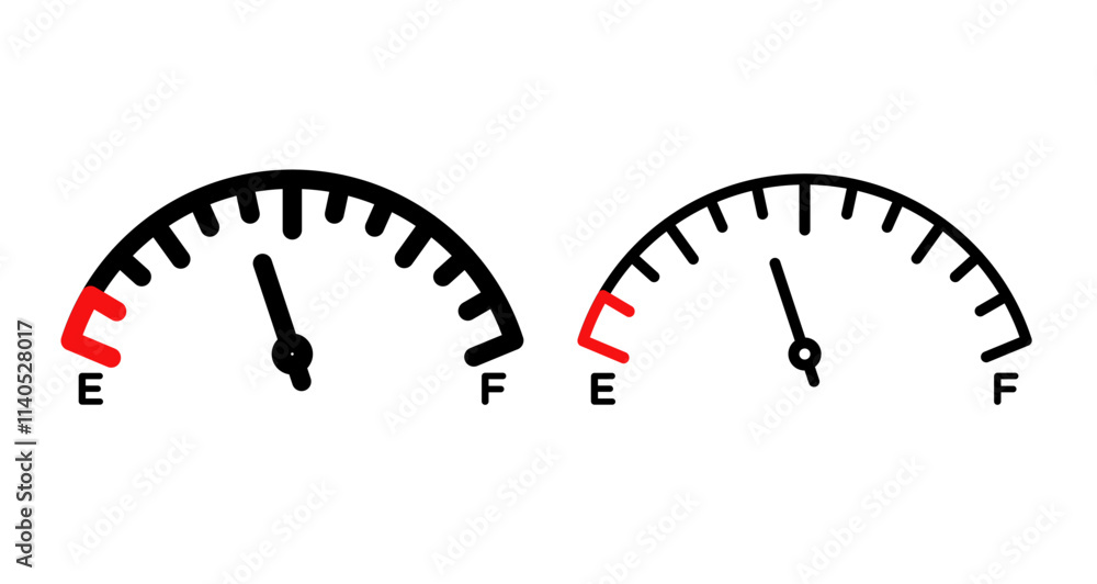 Fuel indicators Icons pack in outlined and flat versions Fuel indicators Icons pack in outlined and flat versions