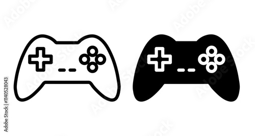 Game console Icons pack in outlined and flat versions