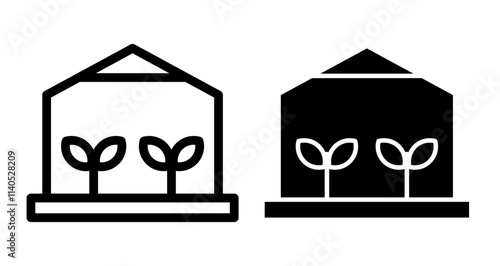 Greenhouse Icons pack in outlined and flat versions