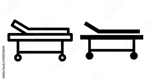 Hospital bed Icons pack in outlined and flat versions