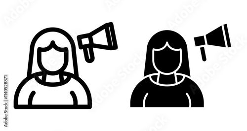 Influencer marketing Icons pack in outlined and flat versions