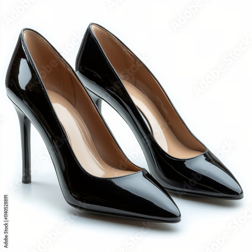 Elegant black high heel shoes perfect for formal occasions and evening events photo