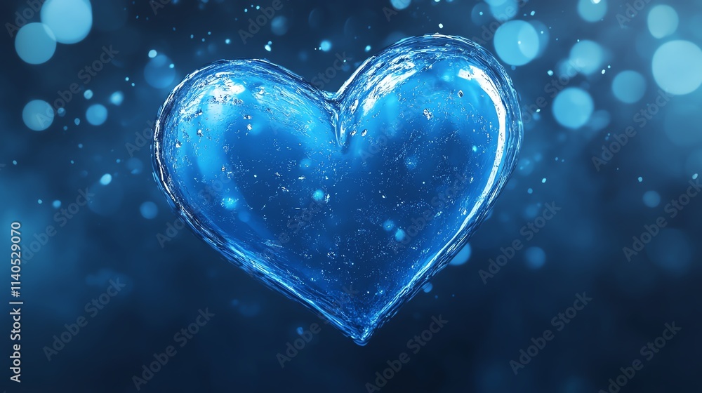 A captivating blue heart shape formed from water droplets, radiating love and tranquility amidst a sparkling backdrop. A captivating blue heart shape formed from water droplets, radiating love and tranquility amidst a sparkling backdrop.