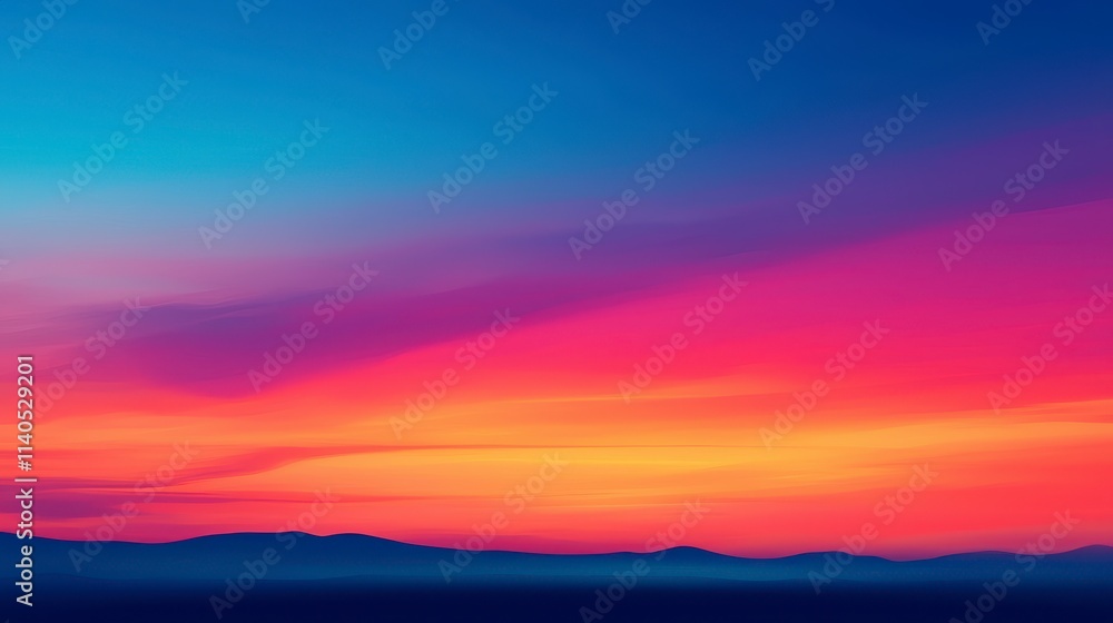 Vibrant Sunset Over Silhouetted Mountainscape Vibrant Sunset Over Silhouetted Mountainscape