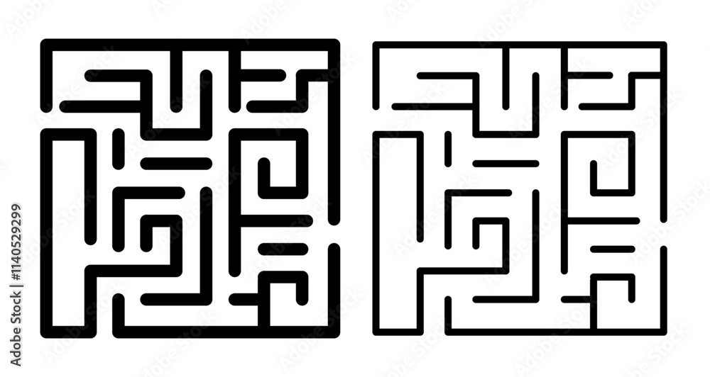 Labyrinth Icons pack in outlined and flat versions Labyrinth Icons pack in outlined and flat versions
