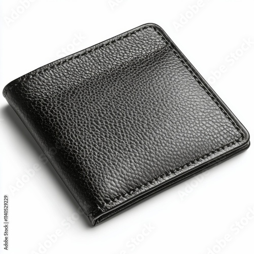 Stylish black leather wallet with a minimalist design and a card slot for eas...