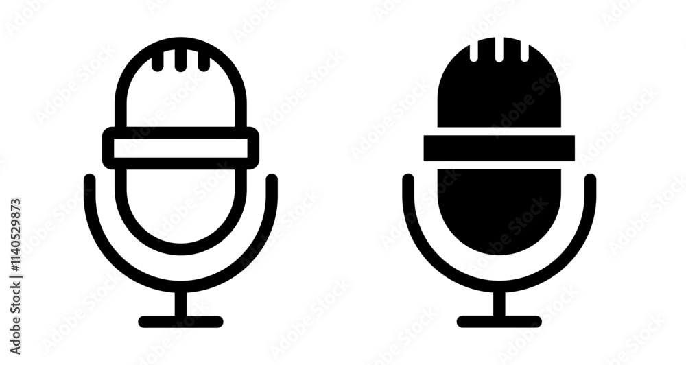 Microphone Icons pack in outlined and flat versions Microphone Icons pack in outlined and flat versions