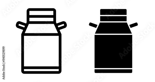 Milk can Icons pack in outlined and flat versions