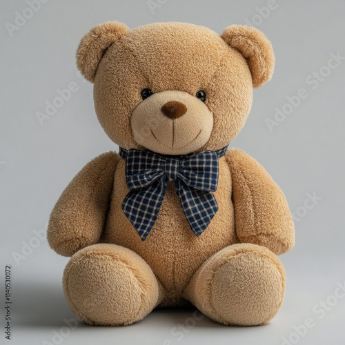 Soft bear with bow tie on plain background ready for cuddles and comfort