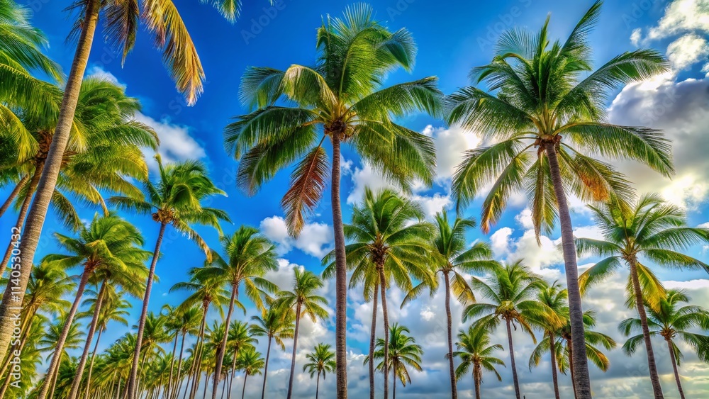 Majestic Palm Trees, Blue Sky, Tropical Paradise, Summer Vacation, Palm Tree Background, Nature Photography, Upward View, Sky View, Vacation Wallpaper, Tropical Landscape Majestic Palm Trees, Blue Sky, Tropical Paradise, Summer Vacation, Palm Tree Background, Nature Photography, Upward View, Sky View, Vacation Wallpaper, Tropical Landscape