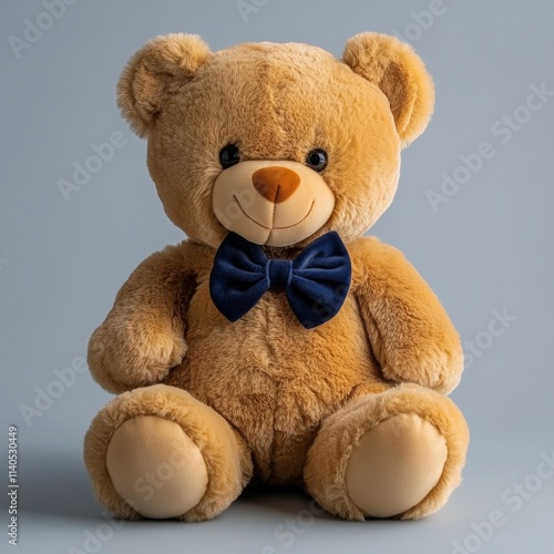 Soft bear with bow tie on plain background ready for cuddles and comfort
