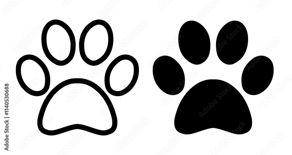 Paw Icons pack in outlined and flat versions Paw Icons pack in outlined and flat versions