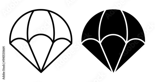 Parachute Icons pack in outlined and flat versions