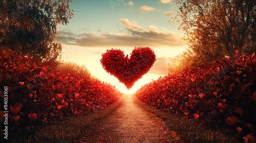 valentine day background month of love hand holding heart shape present path to amour