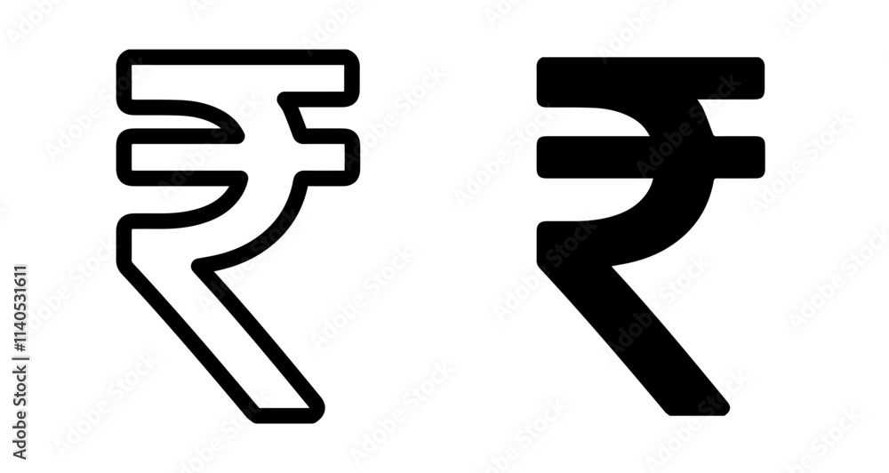 Rupee Icons pack in outlined and flat versions Rupee Icons pack in outlined and flat versions