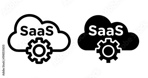 SaaS Icons pack in outlined and flat versions