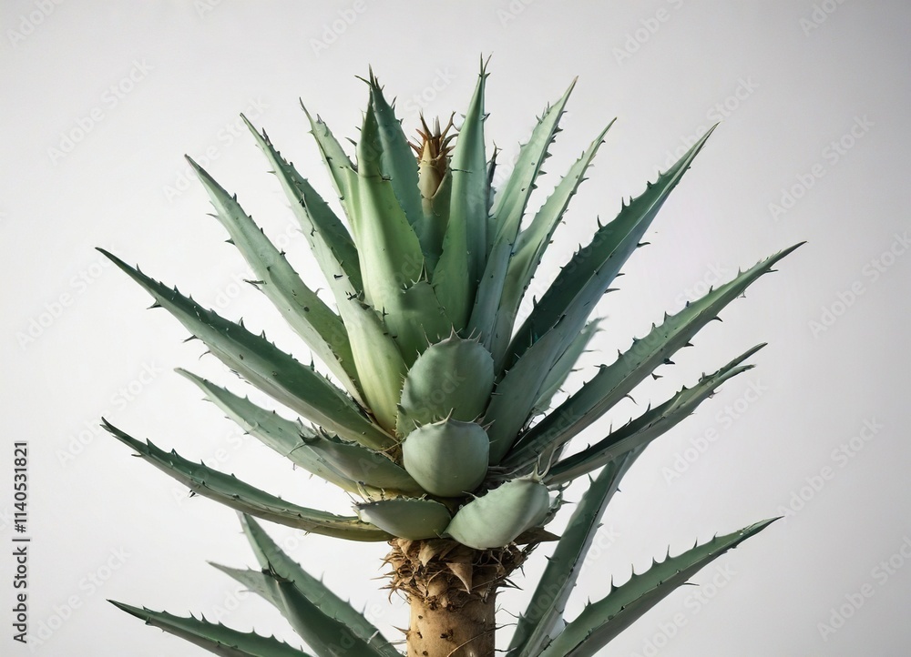 Prickly agave plant isolated on white background, succulent, desert landscape Prickly agave plant isolated on white background, succulent, desert landscape