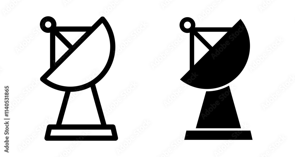 Satellite dish Icons pack in outlined and flat versions Satellite dish Icons pack in outlined and flat versions
