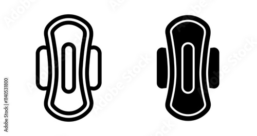 Sanitary pad Icons pack in outlined and flat versions