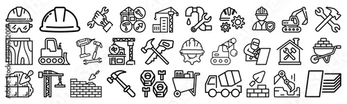 Construction and Building Related Editable Icon Set