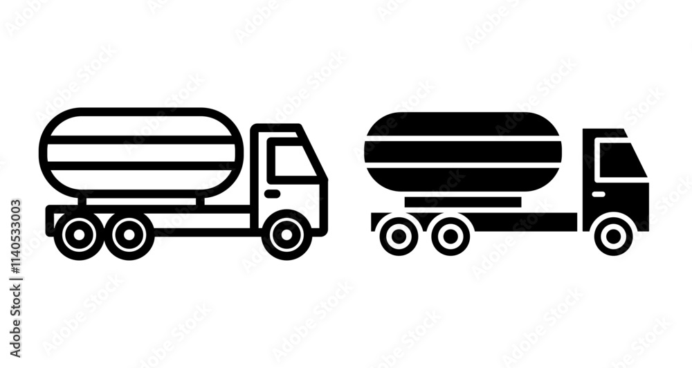 Tank truck Icons pack in outlined and flat versions Tank truck Icons pack in outlined and flat versions