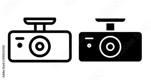 Vehicle dvr camera Icons pack in outlined and flat versions