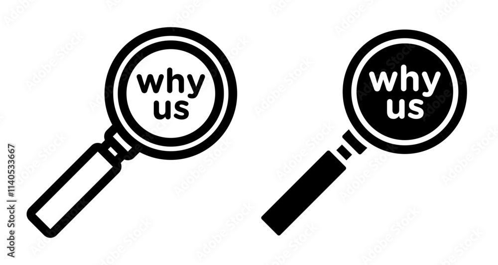 Why us Icons pack in outlined and flat versions