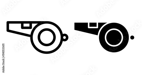 Whistle Icons pack in outlined and flat versions