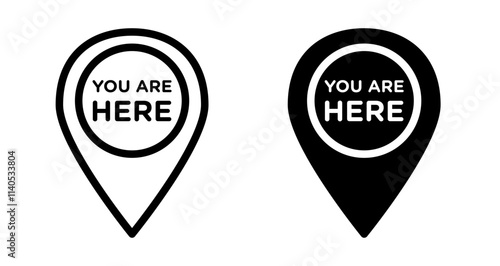 You are here Icons pack in outlined and flat versions
