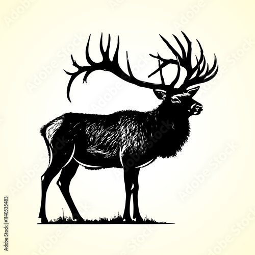 Elk vector silhouette with white background photo