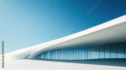 Modern architectural design of a glass building against a vibrant blue sky