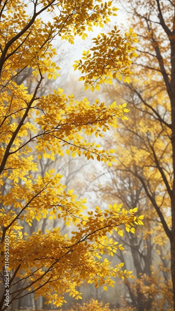 Leafy branches in autumn with golden yellow leaves and sunny weather, selective focus, branch foliage, trees, autumn leaves Leafy branches in autumn with golden yellow leaves and sunny weather, selective focus, branch foliage, trees, autumn leaves