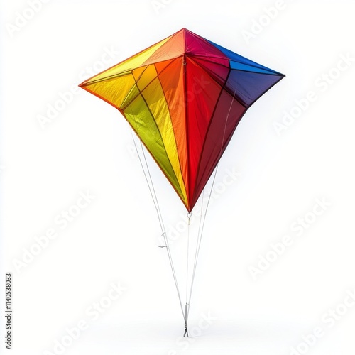 Colorful kite flying high in a clear blue sky during a sunny day