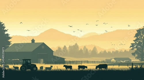 Rural Scene Highlighting Farm Life and Open Space photo