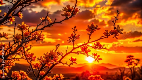 Mexican Orange Blossom Silhouette Photography: Sunset, Flowers,  Desert,  Floral Silhouette,  Orange Tree Silhouette,  Mexico Landscape