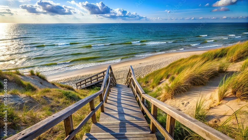 Fototapeta premium stairway leading to sea on the Curonian Spit macro close-up