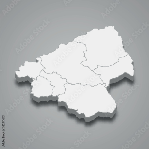 3d isometric map of Elbasan is a region of Albania