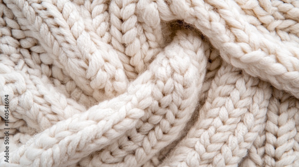 Close-up of a textured, cream-colored knitted blanket, showcasing its cozy fabric. Close-up of a textured, cream-colored knitted blanket, showcasing its cozy fabric.