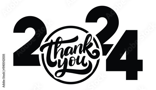 Thankyou 2024 Typography, Thank You 2024 Welcome 2025