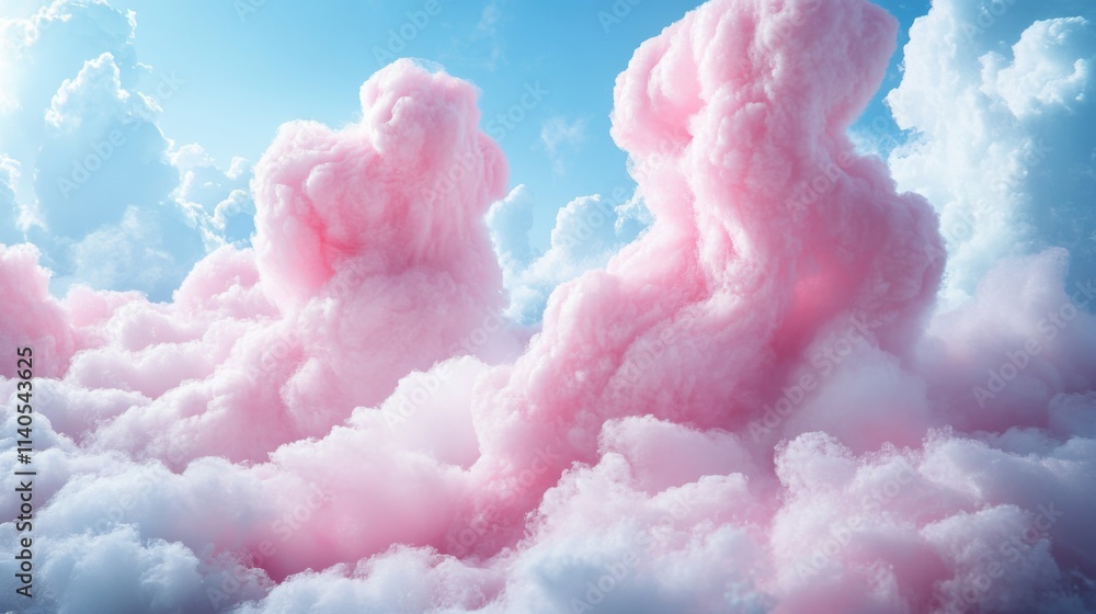 Colorful pink clouds floating in a dreamlike sky Colorful pink clouds floating in a dreamlike sky