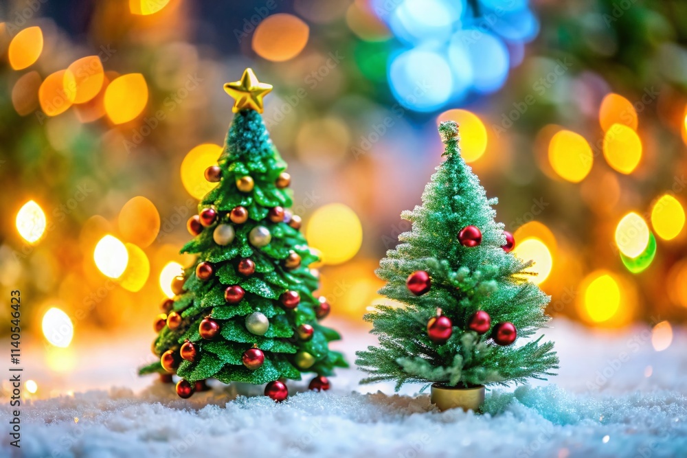 Miniature Christmas Tree, Tilt-Shift Green Xmas Tree, Festive Holiday Scene, Diecast Christmas Tree, Green Christmas Tree Macro Photography