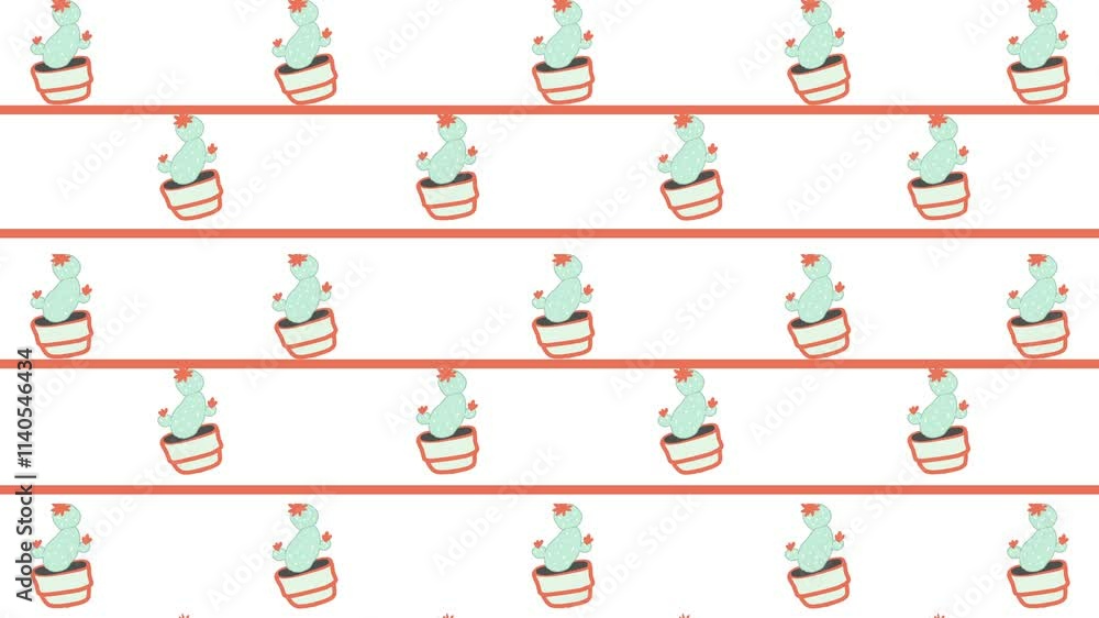 animated cactus pattern, for a thematic background. cheerful colors animated cactus pattern, for a thematic background. cheerful colors
