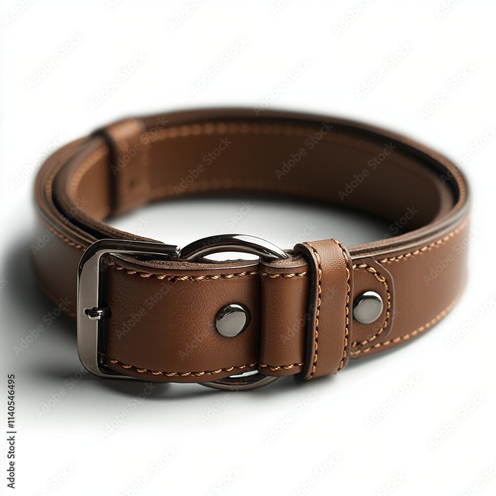 Unique brown leather belt with sleek metal buckle and stylish chain design Unique brown leather belt with sleek metal buckle and stylish chain design