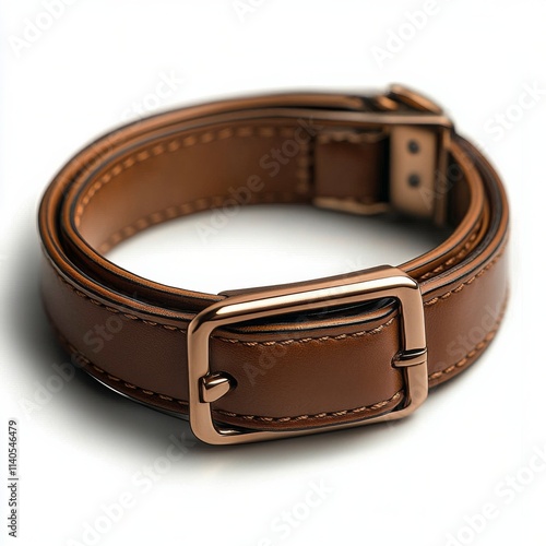 Unique brown leather belt with sleek metal buckle and stylish chain design