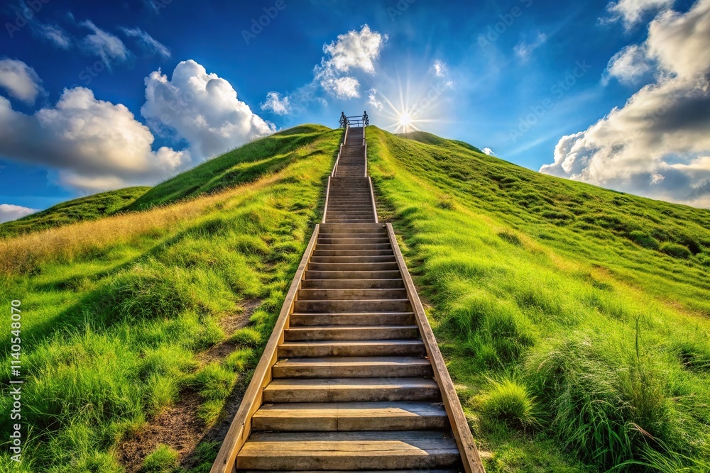 Steep uphill path with effort required to reach the top Steep uphill path with effort required to reach the top