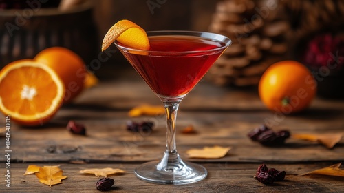 Refreshing cocktail with citrus garnish served in a stylish glass at a vibran...