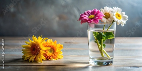 Wallpaper Mural still life arrangement of water glass and flowers Torontodigital.ca