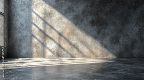 Modern interior corner with dark walls and hanging lamp creating ambiance and...