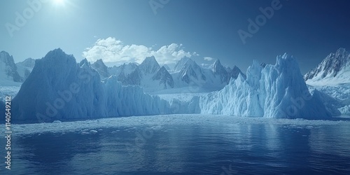 Wallpaper Mural Majestic icebergs reflect in serene waters under a clear blue sky, creating a tranquil and breathtaking polar landscape. Torontodigital.ca